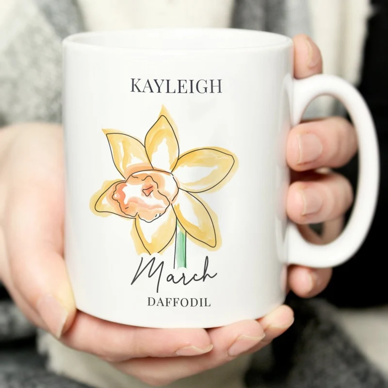 Personalised Flower Of The Month Mug