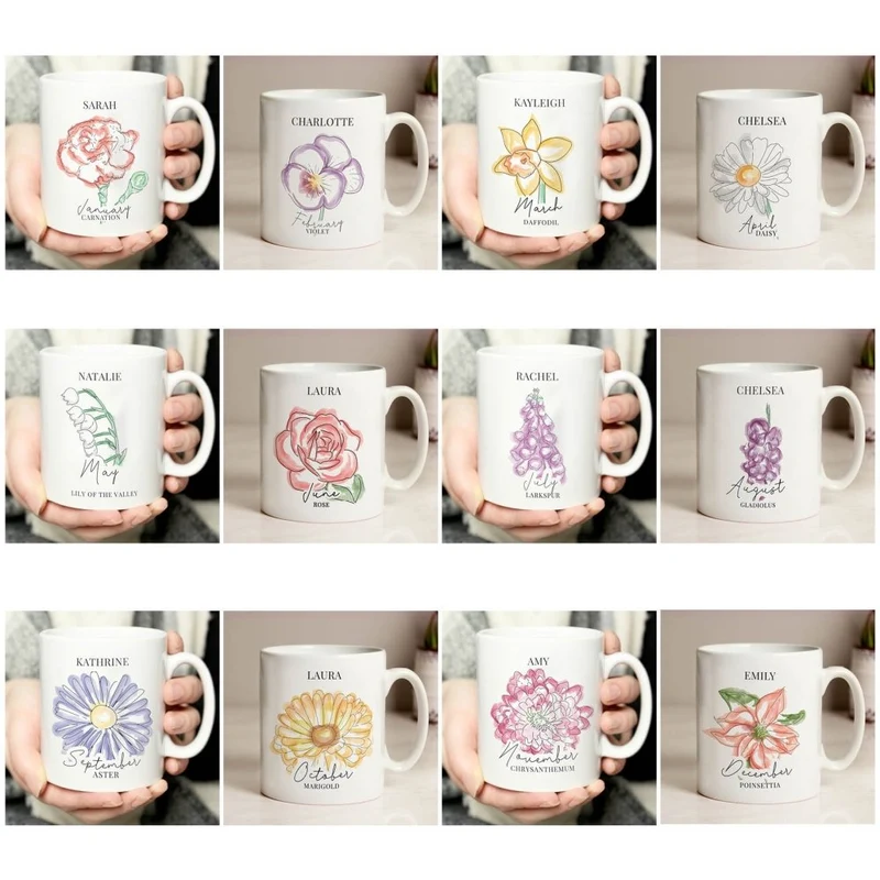 Personalised Flower Of The Month Mug