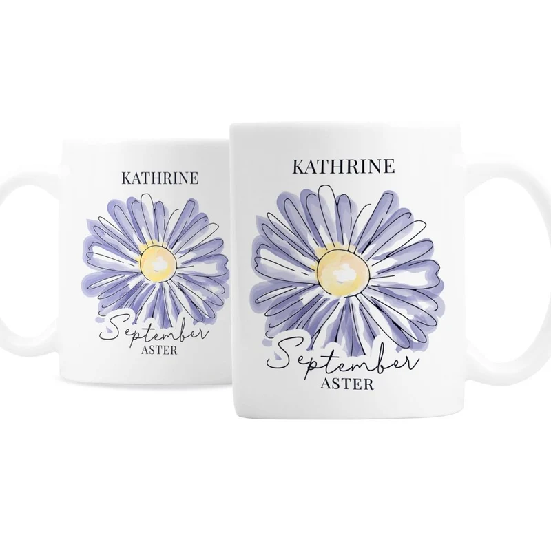 Personalised Flower Of The Month Mug