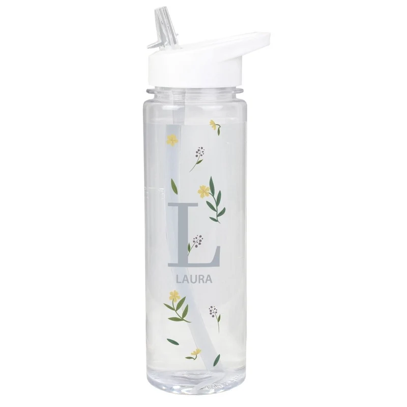 Personalised Floral Initial Water Bottle