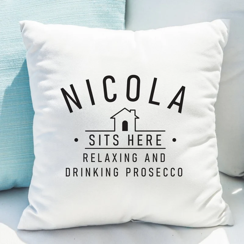 Personalised (Name) Sits Here Cushion
