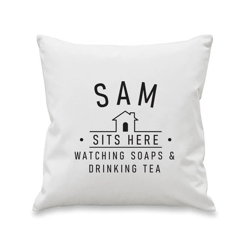 Personalised (Name) Sits Here Cushion