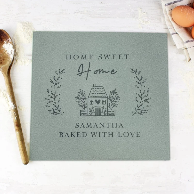 Personalised Home Glass Chopping Board/Worktop Saver