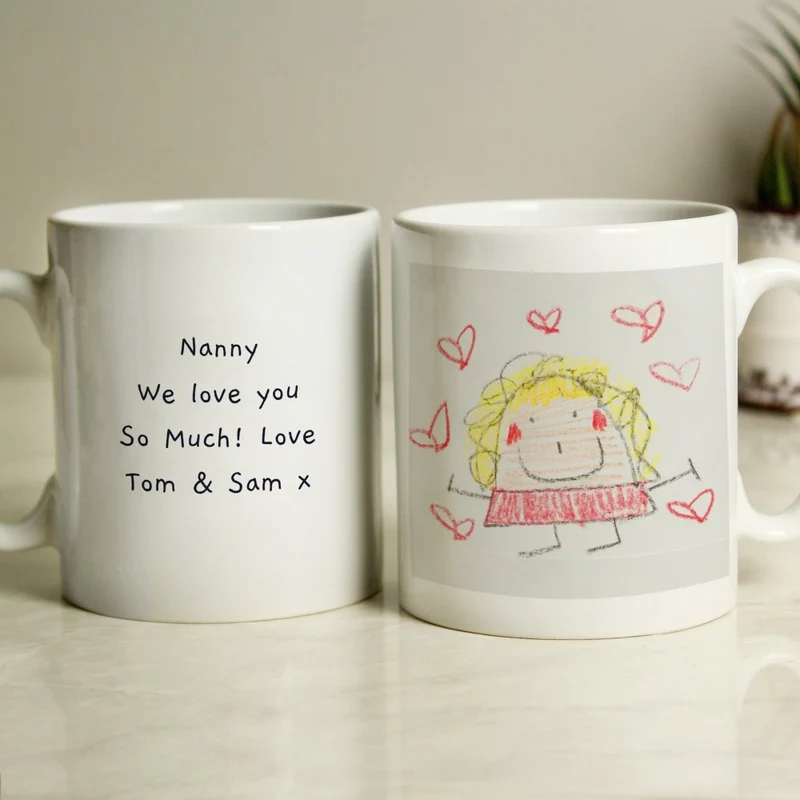 Personalised Childrens Drawing Photo Upload Mug - Perfect For Father's Day