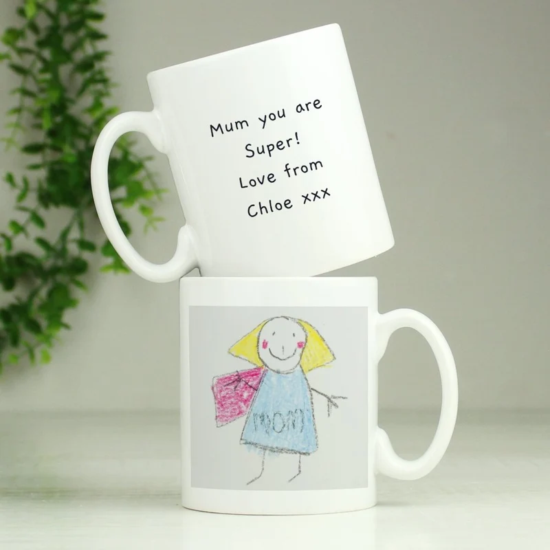 Personalised Childrens Drawing Photo Upload Mug - Perfect For Father's Day