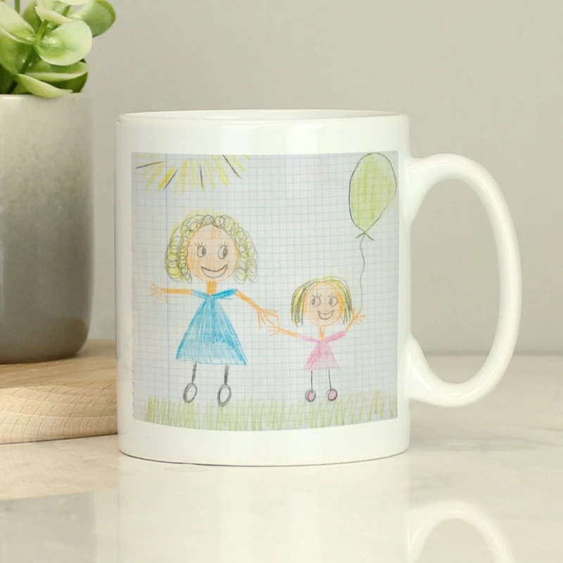 Personalised Childrens Drawing Photo Upload Mug - Perfect For Father's Day