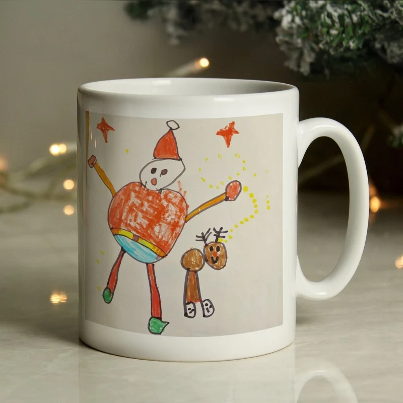Personalised Childrens Drawing Photo Upload Mug - Perfect For Father's Day