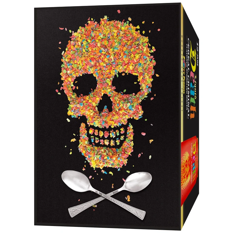 Liquid Death, Cereal Criminal, Fruity Pebbles-Flavored Sparkling Water, 12-Pack (12oz Cans), Low Calorie & No Artificial Sweeteners