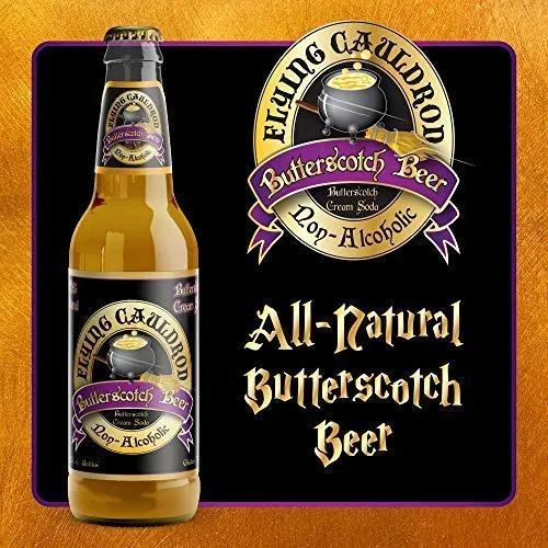 Flying Cauldron Butterscotch Beer 12oz (Pack of 6) Bundle with PrimeTime Direct Keychain Bottle Opener in a PTD Sealed Box