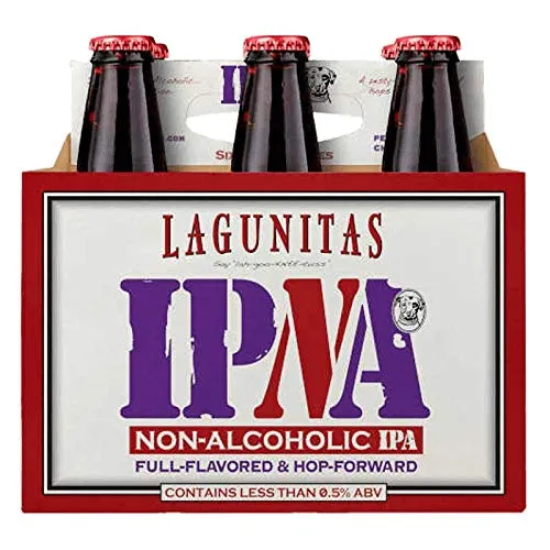 [ Pack of 6] Lagunitas IPNA IPA, Non Alcoholic NA, Full Flavored & Hop Forward - 12 Fl Oz