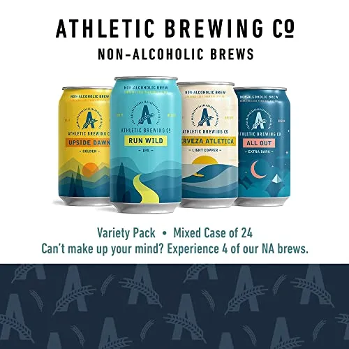Athletic Brewing Company Craft Non-Alcoholic Beer - 6-Pack of All Out, Upside Dawn, Run Wild IPA, and Cerveza Atletica - Low-Calorie, Award Winning - All Natural Ingredients For A Great Tasting Drink - 12 Fl Oz Cans