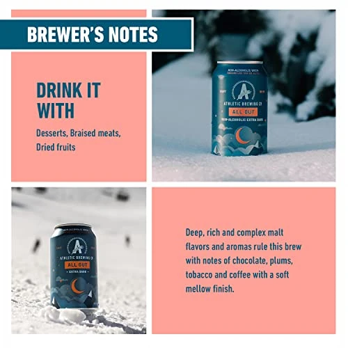 Athletic Brewing Company Craft Non-Alcoholic Beer - 12 Pack x 12 Fl Oz Cans - All Out Extra Dark - Low-Calorie, Award Winning - Delicate Coffee and Bittersweet Chocolate Notes