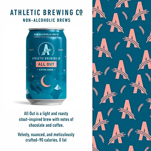 Athletic Brewing Company Craft Non-Alcoholic Beer - 12 Pack x 12 Fl Oz Cans - All Out Extra Dark - Low-Calorie, Award Winning - Delicate Coffee and Bittersweet Chocolate Notes