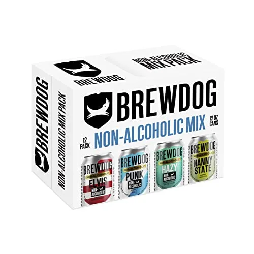 BrewDog 24 Mixed Non-Alcoholic Pack | Includes Nanny, Elvis, Hazy, & Punk | 12oz Cans
