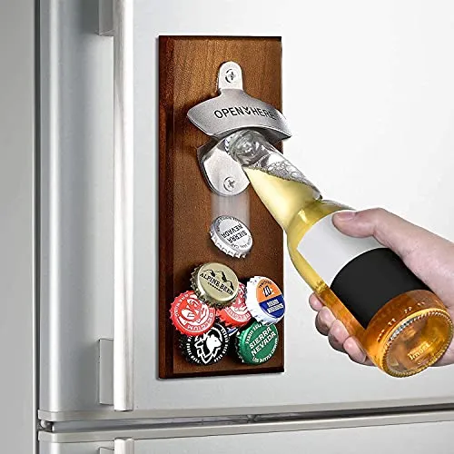 Gifts for Men Dad, Wall Mounted Magnetic Beer Bottle Opener for Fridge, Valentines Day Anniversary Unique Gifts for Him Husband Boyfriend, Funny Beer Birthday Gift Cool Stuff Gadgets for Man Cave