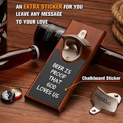 Gifts for Men Dad, Wall Mounted Magnetic Beer Bottle Opener for Fridge, Valentines Day Anniversary Unique Gifts for Him Husband Boyfriend, Funny Beer Birthday Gift Cool Stuff Gadgets for Man Cave
