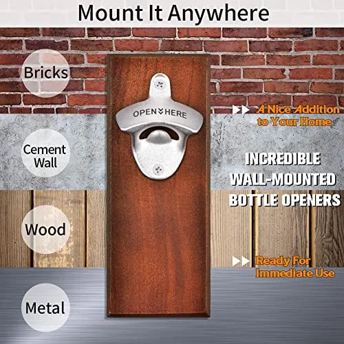 Gifts for Men Dad, Wall Mounted Magnetic Beer Bottle Opener for Fridge, Valentines Day Anniversary Unique Gifts for Him Husband Boyfriend, Funny Beer Birthday Gift Cool Stuff Gadgets for Man Cave