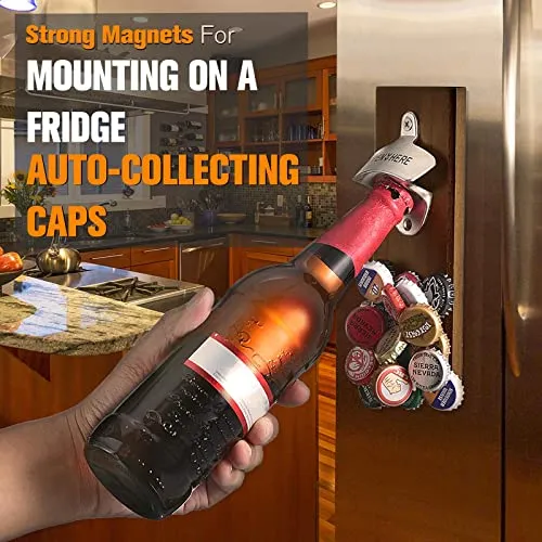 Gifts for Men Dad, Wall Mounted Magnetic Beer Bottle Opener for Fridge, Valentines Day Anniversary Unique Gifts for Him Husband Boyfriend, Funny Beer Birthday Gift Cool Stuff Gadgets for Man Cave