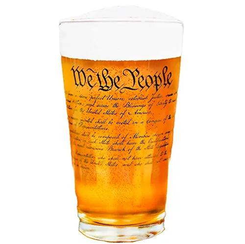 Lucky Shots United States Constitution Beer Pint Glass | 16 oz. Drinking Glasses | 360 Print We The People Beer Glasses