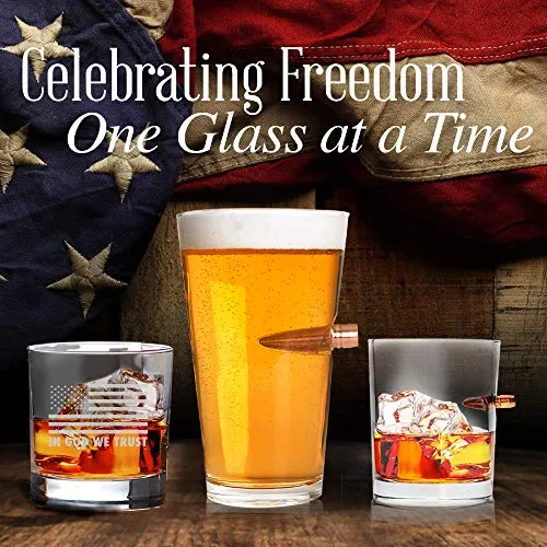 Lucky Shots United States Constitution Beer Pint Glass | 16 oz. Drinking Glasses | 360 Print We The People Beer Glasses