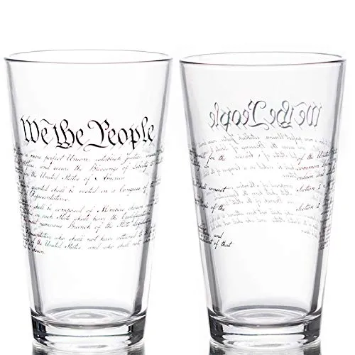 Lucky Shots United States Constitution Beer Pint Glass | 16 oz. Drinking Glasses | 360 Print We The People Beer Glasses