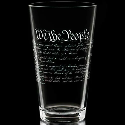 Lucky Shots United States Constitution Beer Pint Glass | 16 oz. Drinking Glasses | 360 Print We The People Beer Glasses