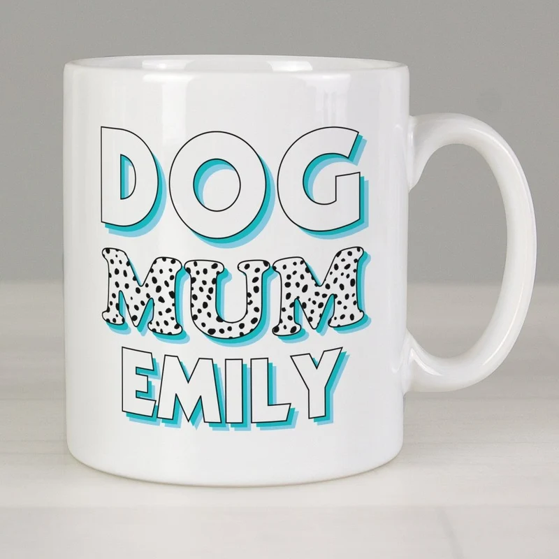 Personalised Dog Mum Blue Spots Mug