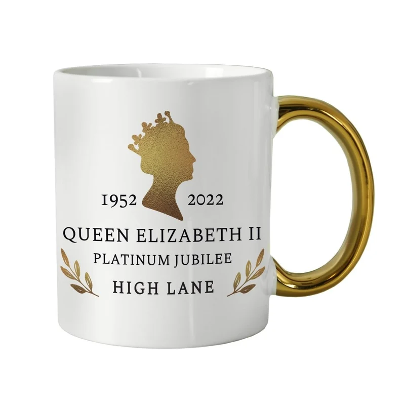 Personalised Platinum Jubilee Gold HandLED Mug
