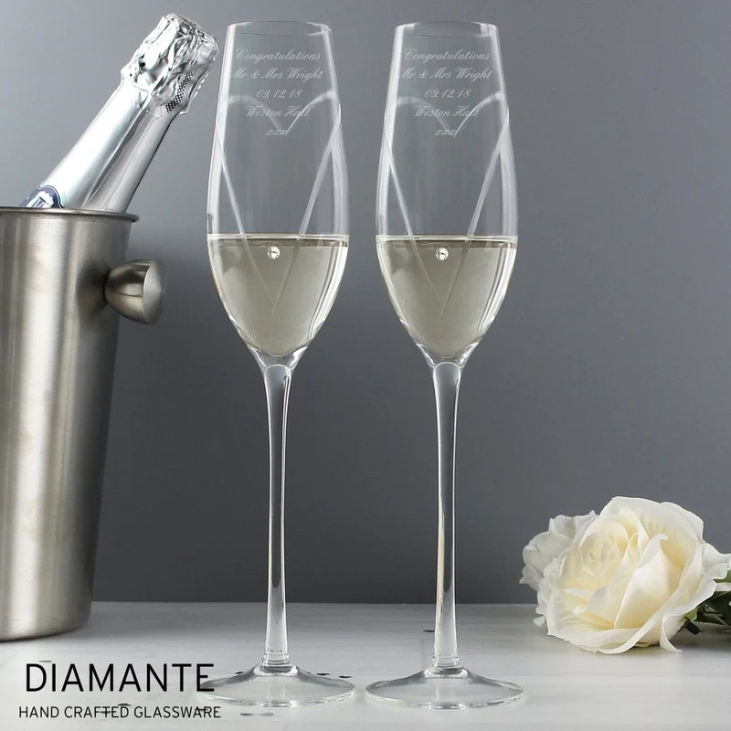 Personalised Hand Cut Heart Pair Of Flutes With Gift Box