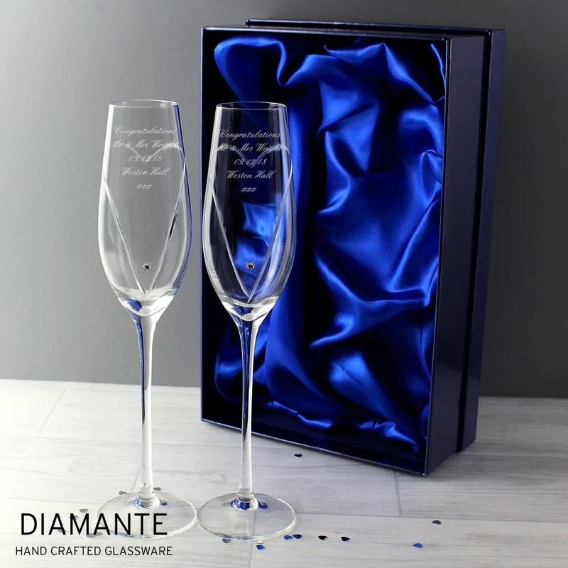 Personalised Hand Cut Heart Pair Of Flutes With Gift Box