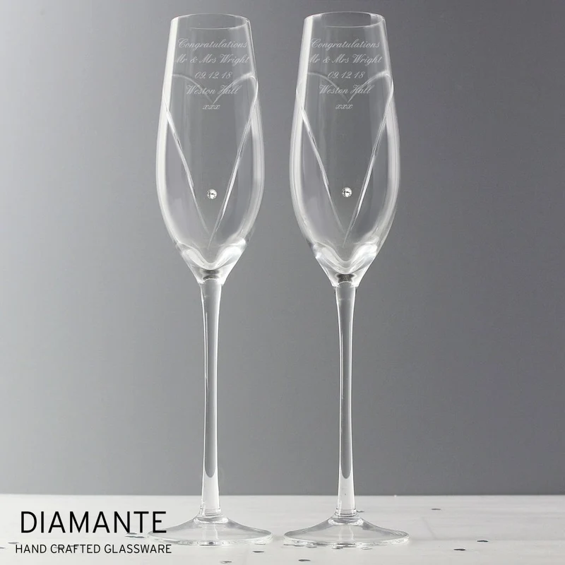 Personalised Hand Cut Heart Pair Of Flutes With Gift Box