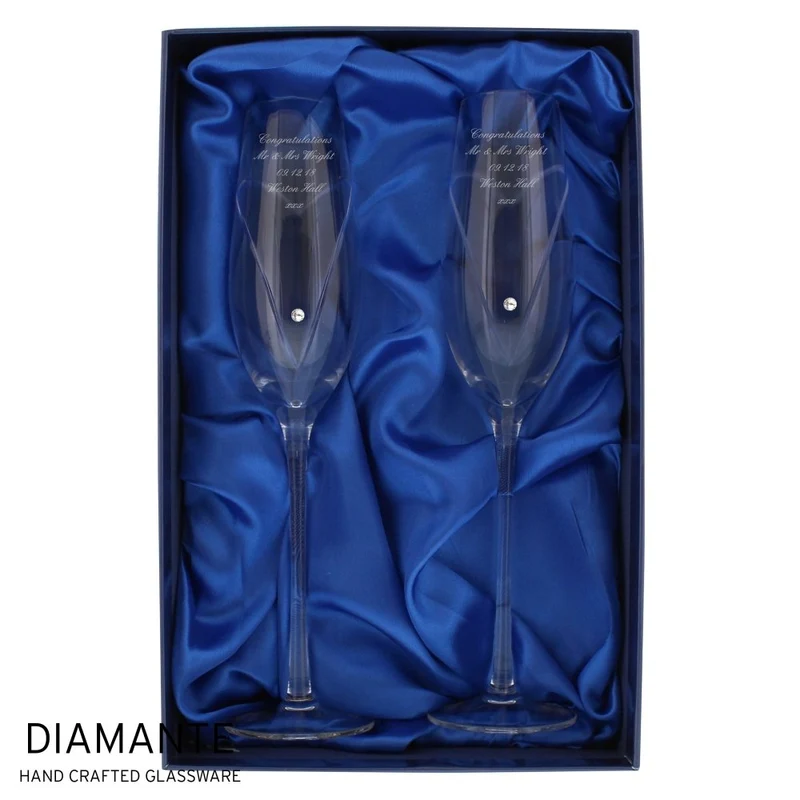 Personalised Hand Cut Heart Pair Of Flutes With Gift Box
