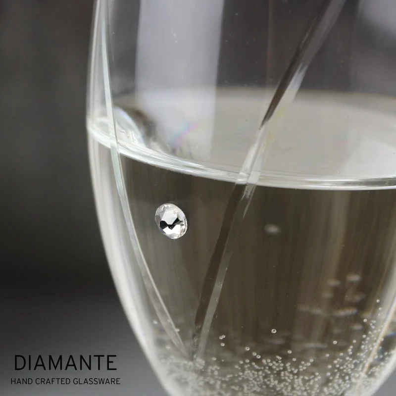 Personalised Hand Cut Mr & Mrs Pair Of Diamante Champagne Flutes, In A Gift Box