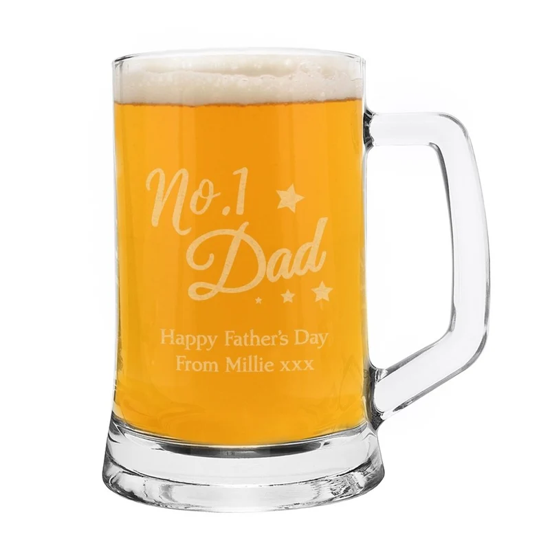 Personalised No.1 Dad Glass Pint Stern Tankard
