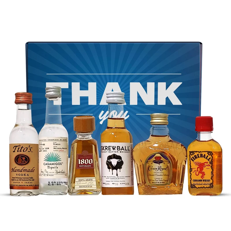Thank You Liquor Sampler - Choose from Whiskey, Vodka, Tequila, Rum or Gin