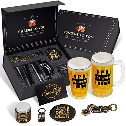 Beer Gifts for Men, Birthday Gift Basket for Beer Lovers, Gifts Box for Dad Husband Boyfriend Father's Day, Best Drinking Gifts for Him, Anniversary Wedding Brother Uncle Grandpa Unique