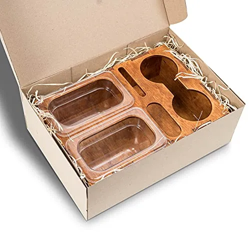 Wood Beer Box - Gift for Beer Lovers, Dad, Man, Him, Father - Drink Box Snacks Tray- Table Stand Caddy with slots for glasses, chips, nuts- Couch Organizer for Beverages, Remote Control, Phone stand