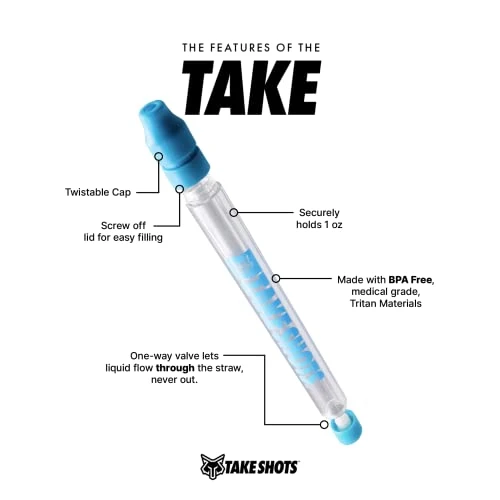 TakeShots Take - Shot Holder & Straw for Drinks & Chasers - Experience Shots On the Go - Fits All Standard Bottles, Glasses, & the Chase - 1oz (Blackout)