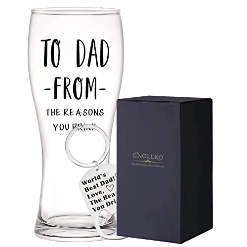 Funny Dad Birthday Gift from Daughter Son Kids,Gag Father's Day Present Ideas for Dad,New Dad,Papa,Stepdad,To Dad From the Reasons 16oz Beer Glass