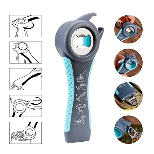 Astofli 5 Pack Bottle Opener Jar Opener For Weak Hands, Arthritic Hands With 2 Pcs Silicone Rubber Jar Opener Gripper Pad, Multi Wine Key Beer Bottle Opener Can Opener Waiter Corkscrew Set