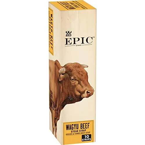 EPIC Beef Snack Strips, Wagyu Steak, Paleo Friendly Jerky, 10 ct