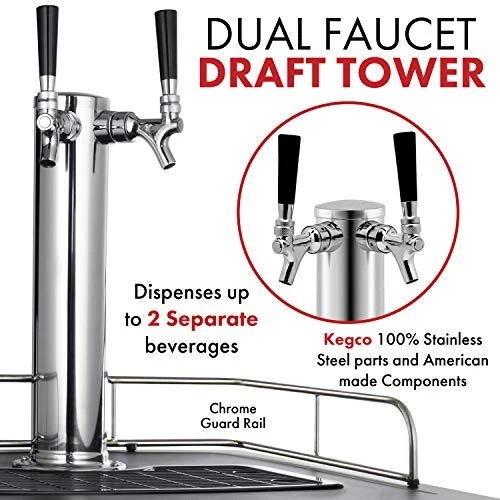 Kegco Kegerator, Dual Tap, Stainless Steel