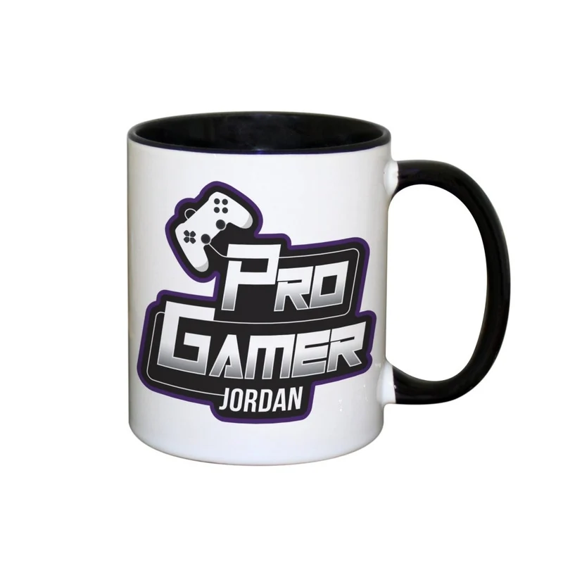 Personalised Pro Gamer Black HandLED Mug
