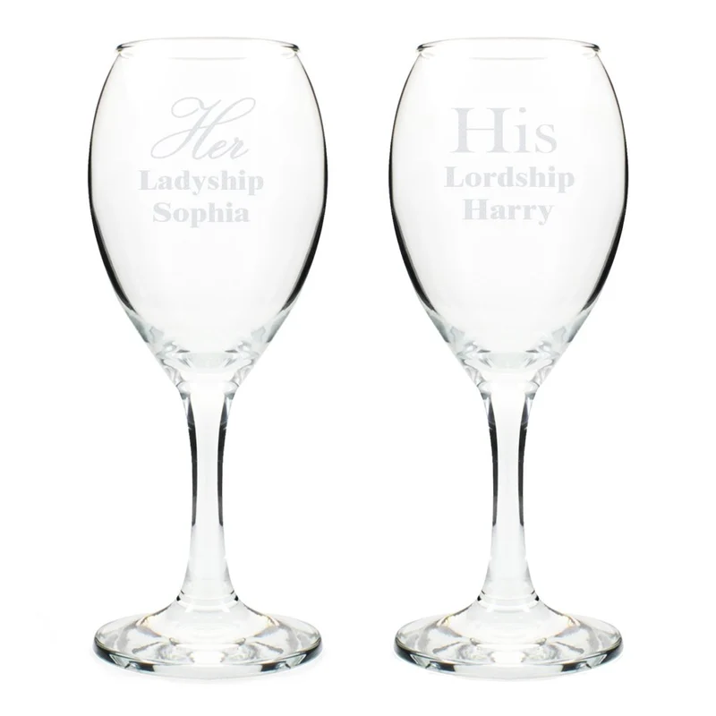 Personalised His & Her Wine Glass Set
