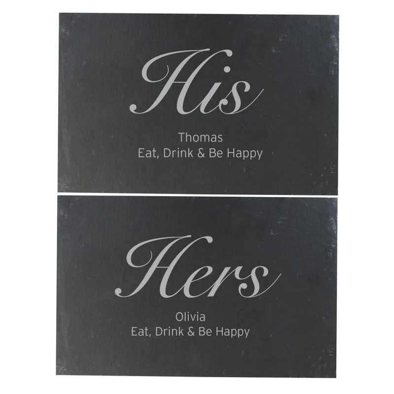 Personalised His And Hers Slate Placemat Set
