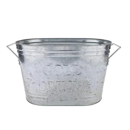 Twine Insulated Drink Beverage Tub - Galvanized Metal Bucket Cooler for Beer & Wine Perfect for Home Parties Holds 5.35 Gallons