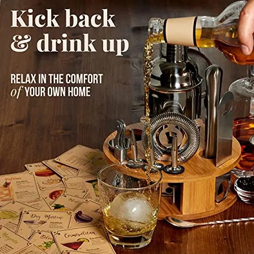 Mixology & Craft Bartender Kit - 15 Piece Set Including Cocktail Shaker and Bar Accessories, Perfect for Drink Mixing at Home, Plus Exclusive Recipe Cards