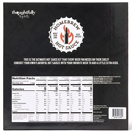Thoughtfully Gourmet, Make Your Own Beer Infused Hot Sauce DIY Gift Set, Includes 3 Glass Bottles, Recipe Book, Gloves, 2 Funnels, Peppers, Spices and Seasonings (Contains NO Alcohol)