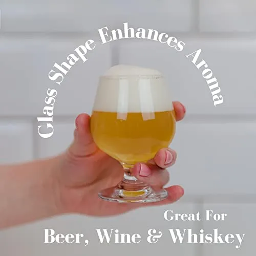 UNNA Flight Board with 4 Tulip Glasses - Premium Natural Bamboo Beer Flight & Wine Flight Tasting Set, Craft Beer Gift Set, Whiskey Flight Board, Tequila Flight Board, Unique Charcuterie Board