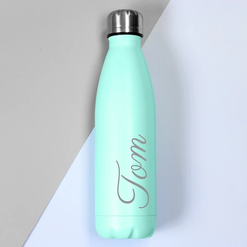 Personalised Mint Green Metal Insulated Drinks Bottle